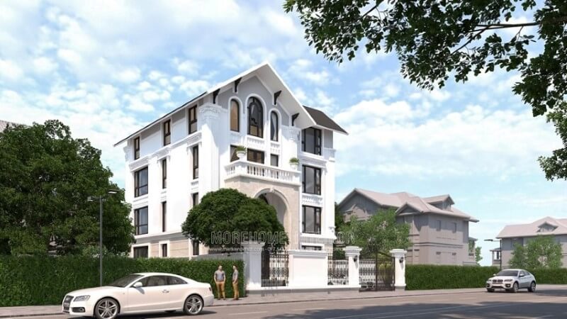 Thiết kế kiến trúc biệt thự 4 tầng phong cách tân cổ điển tại KĐt Đằng Hải Hải Phòng thiết kế biệt thự đơn lập