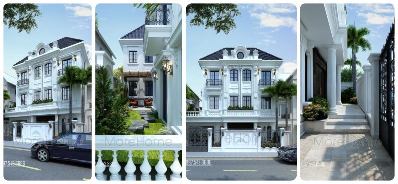 Thiết kế biệt thự đơn lập kiến trúc tân cổ điển kiểu pháp cao cấp ở hà nội thiết kế biệt thự