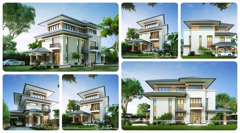 Mẫu thiết kế kiến trúc biệt thự mái thái hiện đại cao cấp thiết kế biệt thự đơn lập
