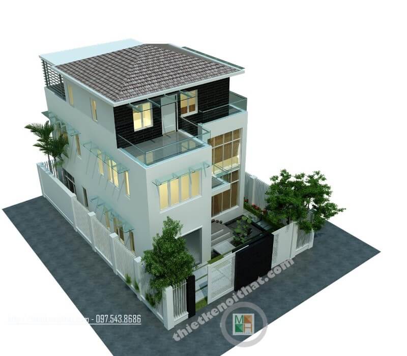 Mẫu thiết kế kiến trúc hiện đại cho nhà biệt thự 3 tầng tại Văn Khê Hà Đông thiết kế biệt thự đơn lập