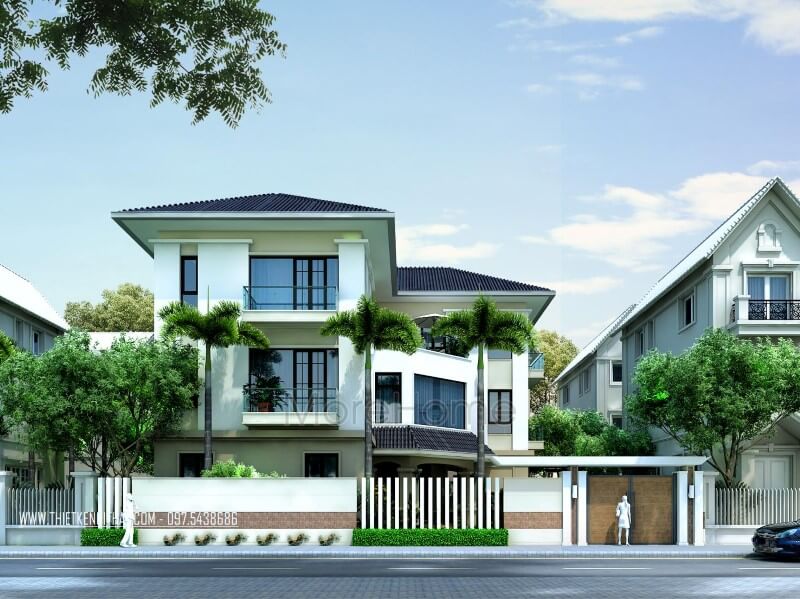 Thiết kế kiến trúc biệt thự mái thái hiện đại tại Quảng Ninh thiết kế biệt thự