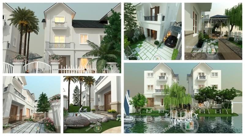 Thiết kế kiến trúc nhà biệt thự 3 tầng đẹp tại Vinhomes Riverside Hà Nội thiết kế biệt thự
