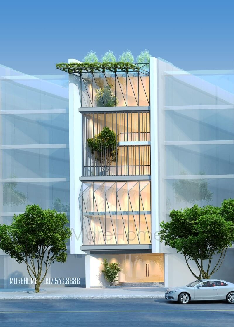 Thiết kế nhà phố 6 tầng kiến trúc hiện đại đẳng cấp ở đường Lạc Long Quân, quận Tây Hồ, Hà Nội Thiết kế kiến trúc nhà phố, biệt thự