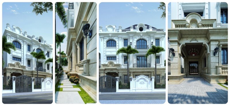 Mẫu thiết kế kiến trúc biệt thự tân cổ điển kiểu pháp 3 tầng tại KĐT Xuân Phương, Từ Liêm, Hà Nội Thiết kế kiến trúc nhà phố, biệt thự