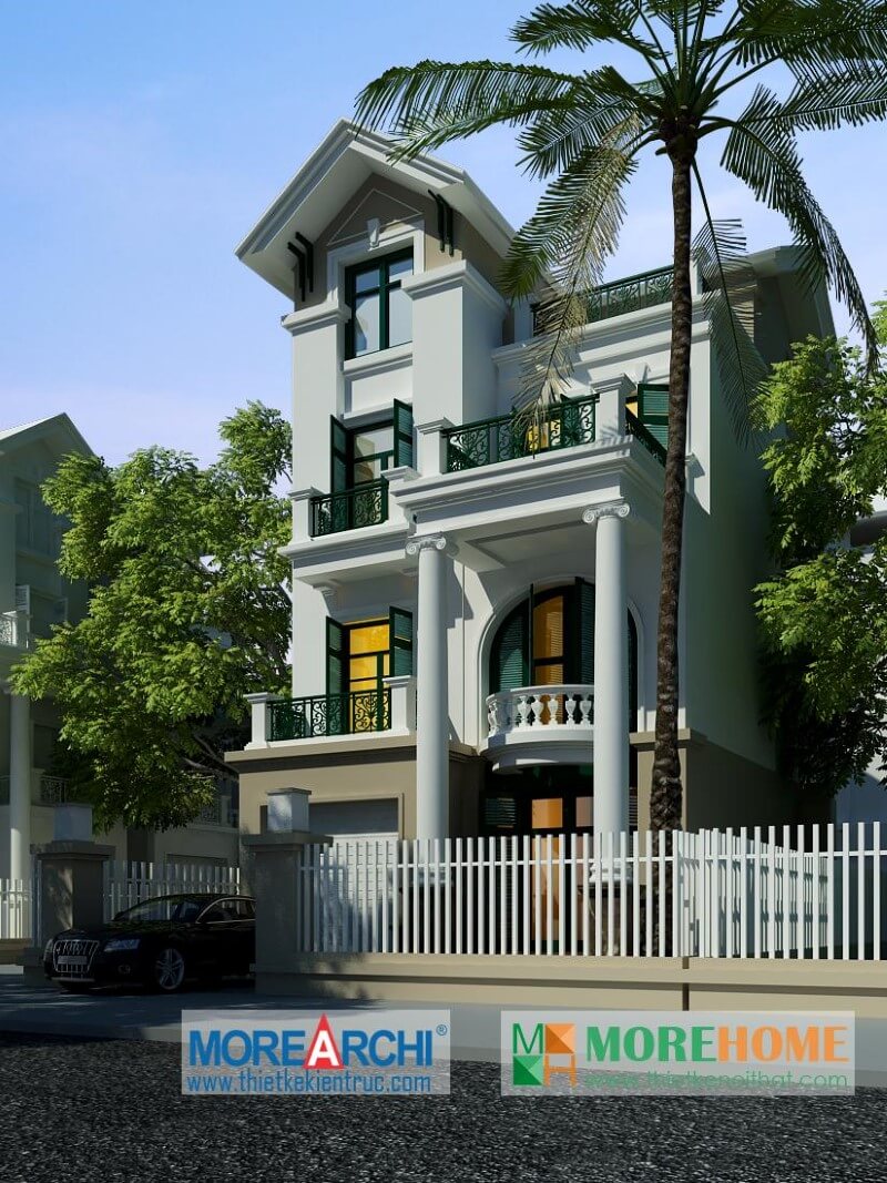 Thiết kế kiến trúc biệt thự 3 tầng mái thái hiện đại tại Mỹ Đình Hà Nội Thiết kế kiến trúc nhà phố, biệt thự