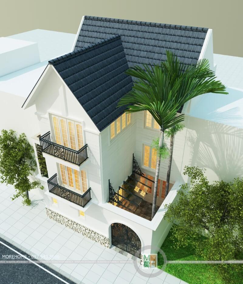Thiết kế kiến trúc hiện đại cho biệt thự 3 tầng mái thái tại KĐT Việt Hưng Long Biên Hà Nội Thiết kế kiến trúc nhà phố, biệt thự